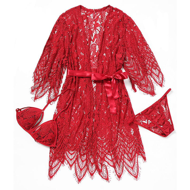 Sultry Robe Lace All Over Lingerie Set