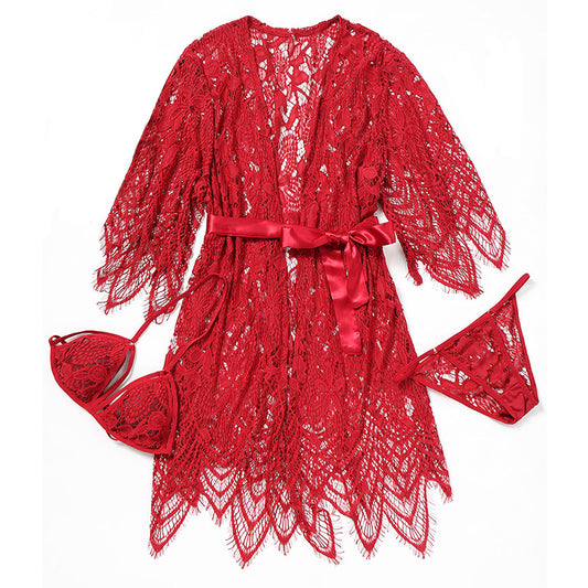 Sultry Robe Lace All Over Lingerie Set