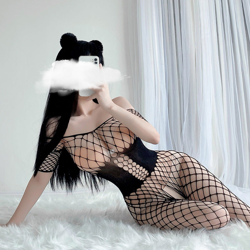 Sexy Black Sheer Full Body Bondage Fishnet Body Stocking