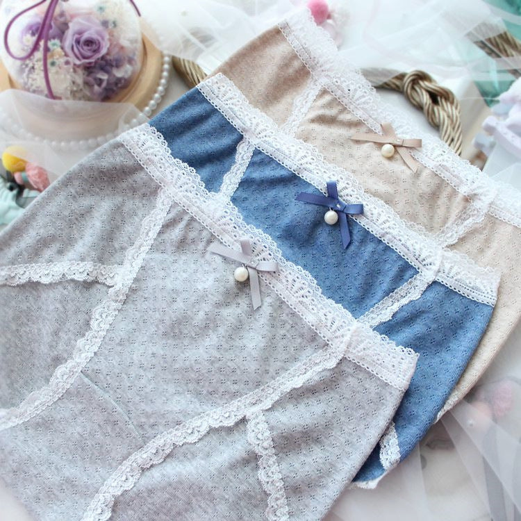 Sea Kawaii Pearl Cute Lace Trimmed Sweetie Heart Panty