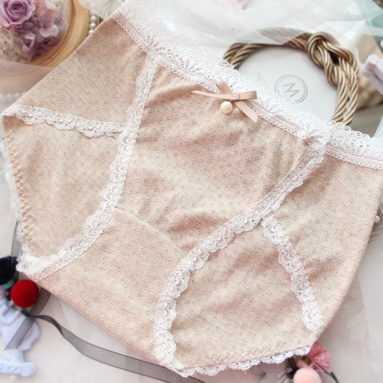 Sea Kawaii Pearl Cute Lace Trimmed Sweetie Heart Panty