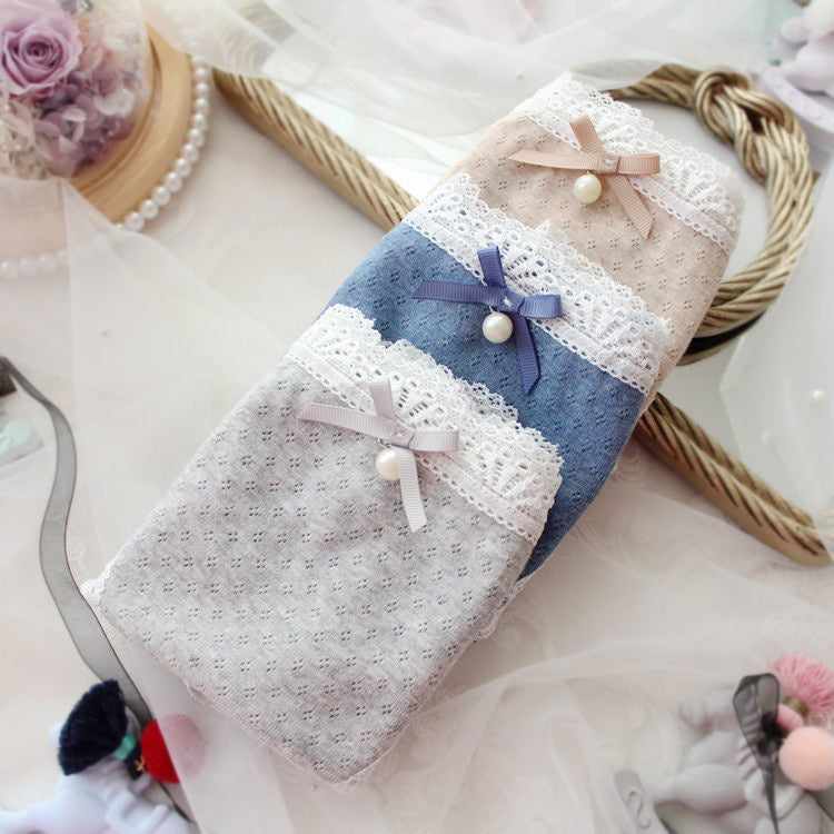 Sea Kawaii Pearl Cute Lace Trimmed Sweetie Heart Panty