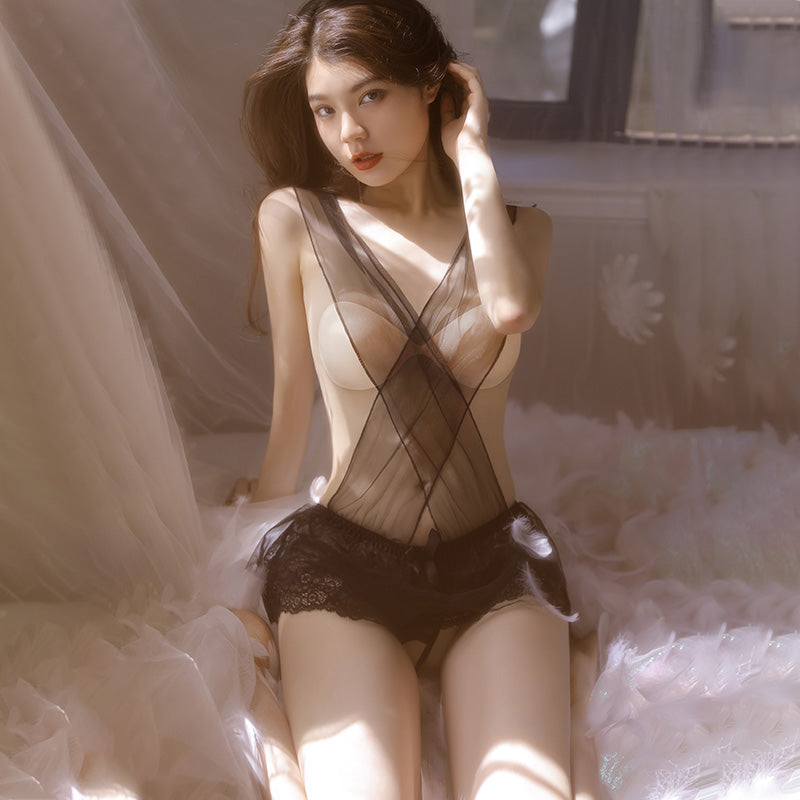 Sexy Sheer Cross Babydoll Dress