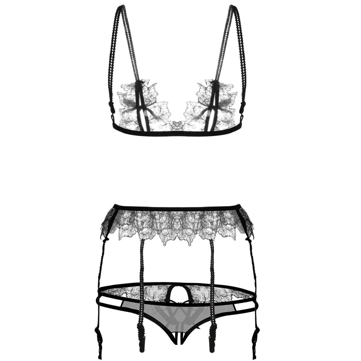 Eyelash Lacey Daisy Extreme See Through Sexy Bra Lingerie Set