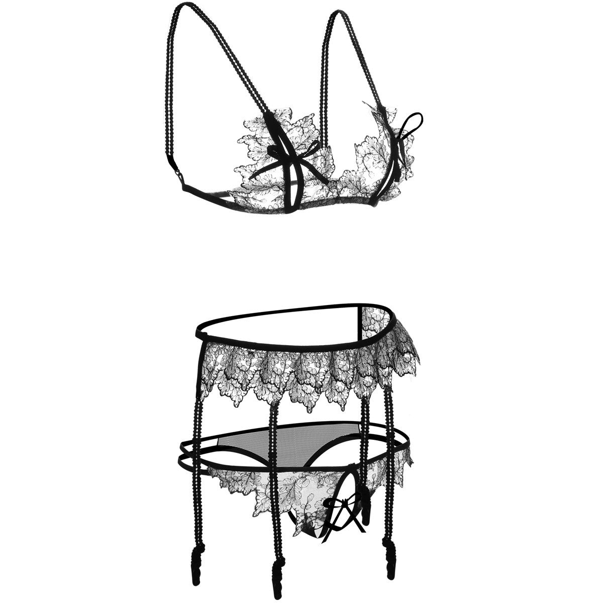 Eyelash Lacey Daisy Extreme See Through Sexy Bra Lingerie Set