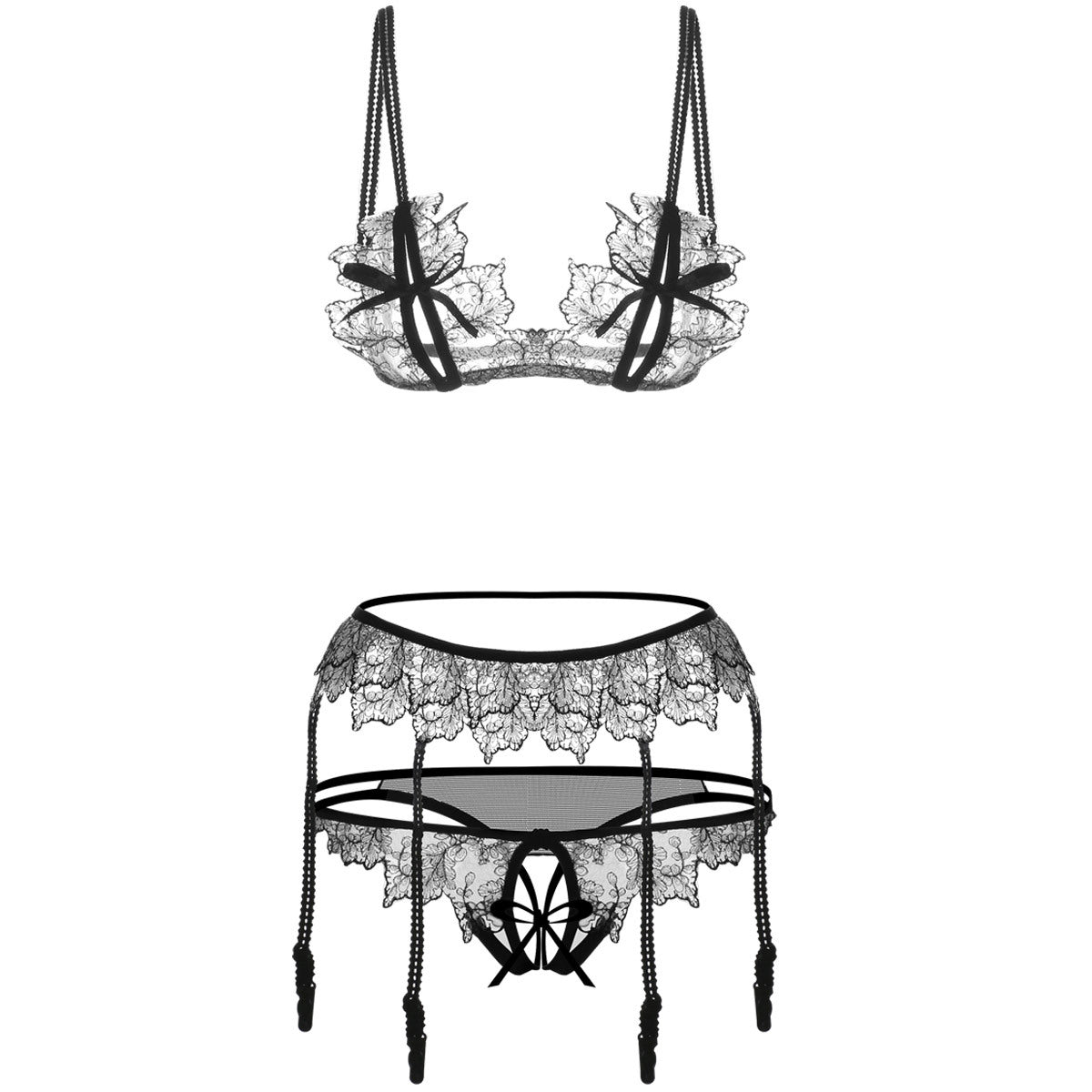 Eyelash Lacey Daisy Extreme See Through Sexy Bra Lingerie Set