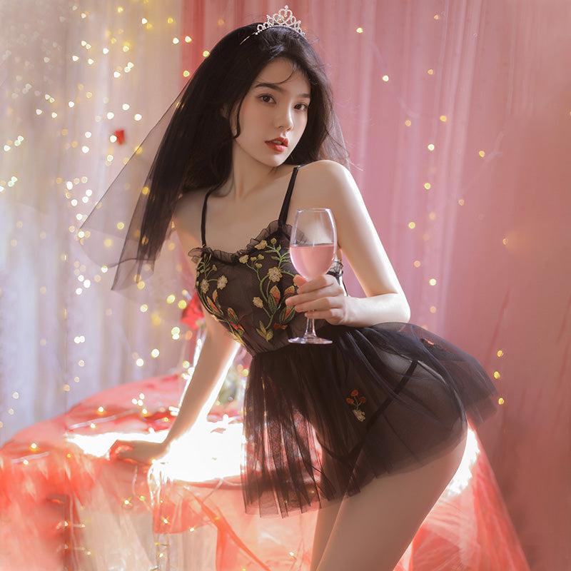 Sexy Lolita Braut-Dessous-Set mit Rüschen