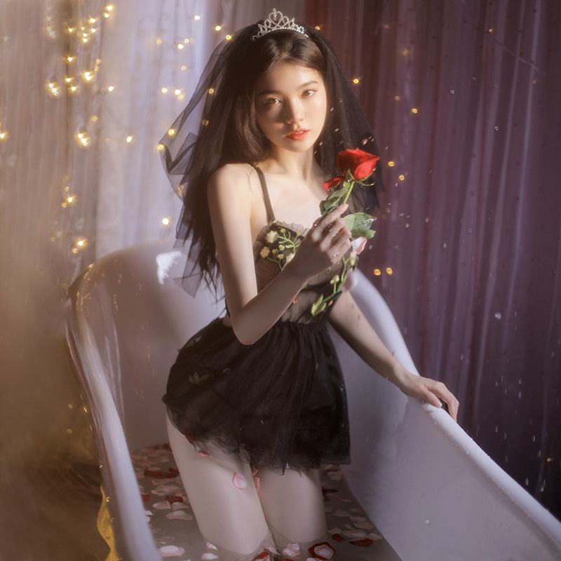 Sexy Lolita Braut-Dessous-Set mit Rüschen