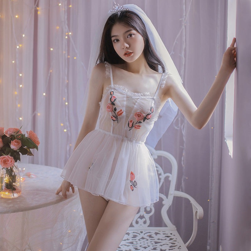 Sexy Lolita Braut-Dessous-Set mit Rüschen