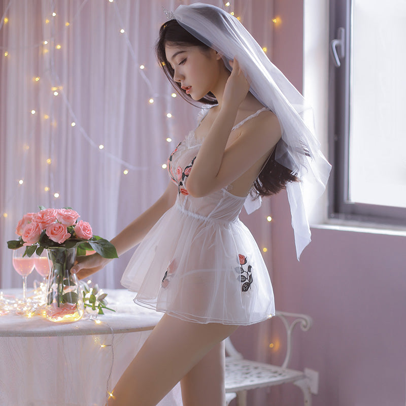 Sexy Lolita Braut-Dessous-Set mit Rüschen