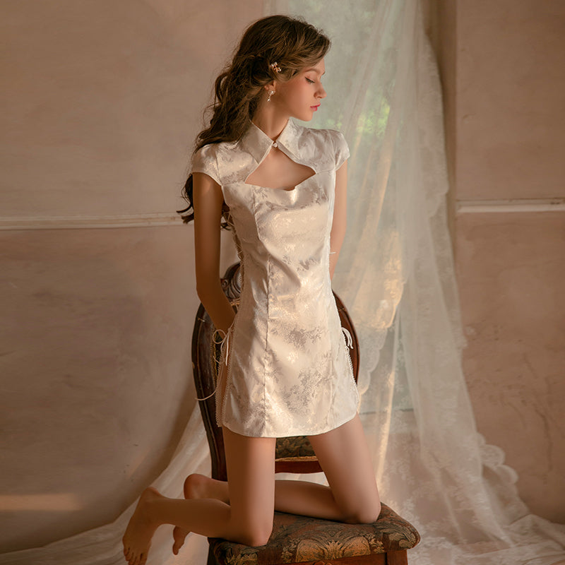 Anime Japanese Style Sexy Keyhole Lace Up Maid Dress Lingerie