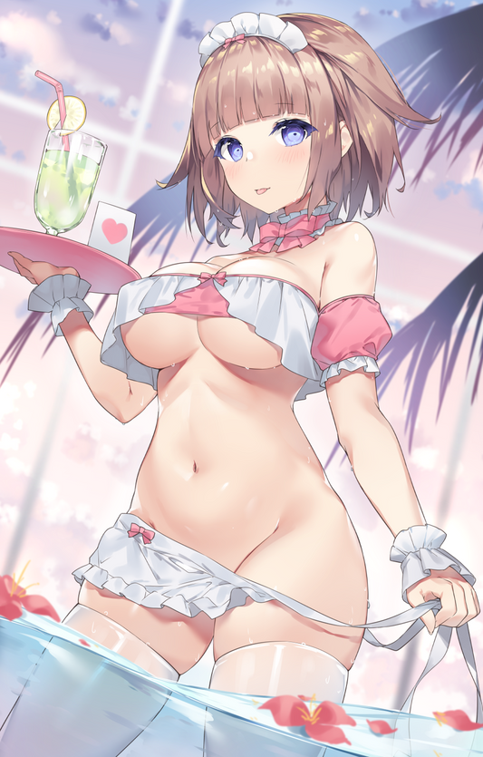 Ruffle Pink Anime Kawaii Japanese Choker Apron Maid Bikini Set