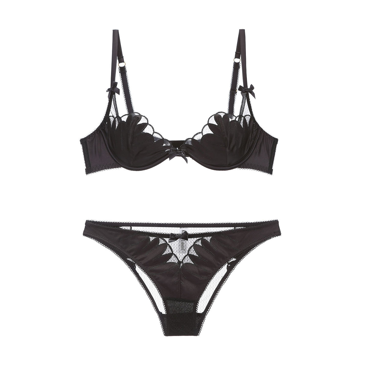 Summer Ice Cream Lace Eyelash  Underwire Sheer Mesh See Through Bra Set
