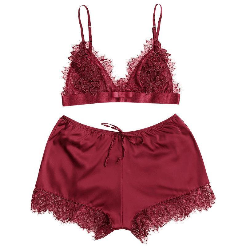 Cute Flowery Lace Bra & Panty Set