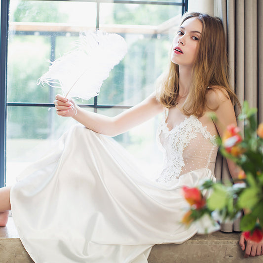 Sofyee Satin White Baby Doll Nightgown ~ 1970's Slumber Suzy Sheer White Chiffon and Silky Nylon Nightgown ~ Bridal ~ Honeymoon ~