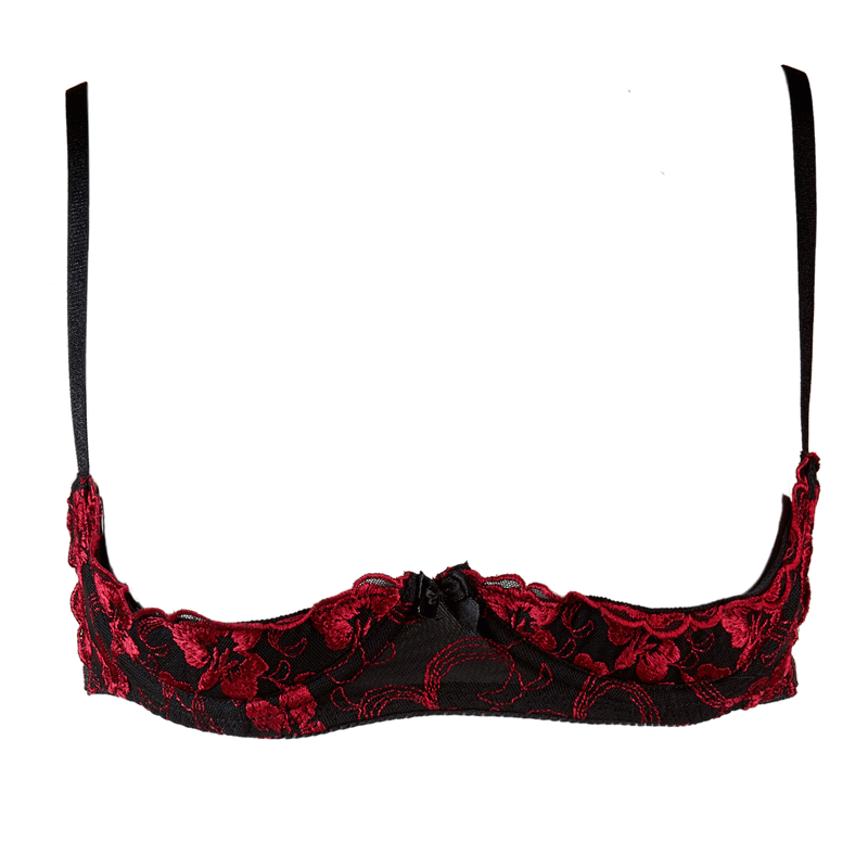 Flower Open Cup Shelf Crotchless Bra Set