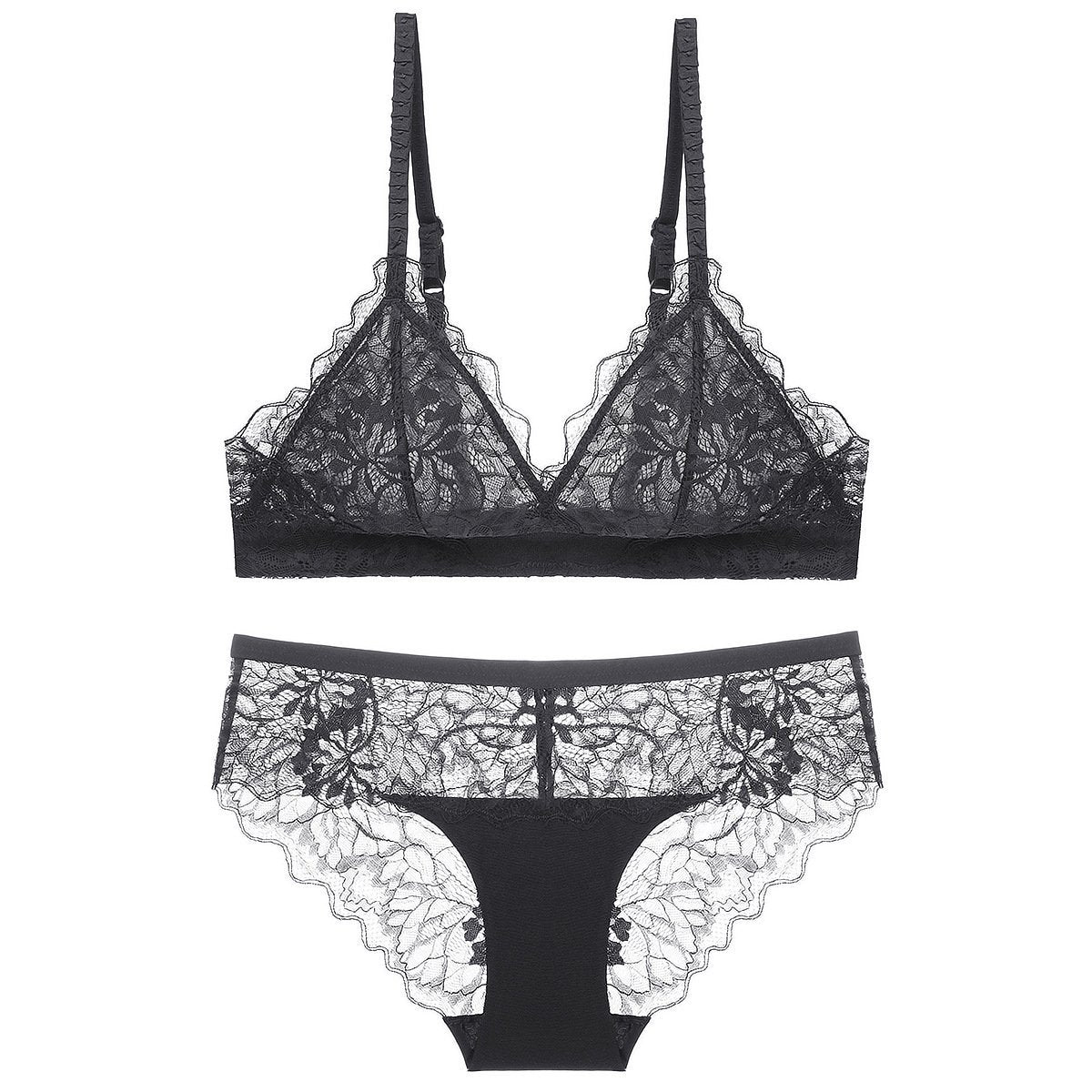 Cute See Through Triangle Wirefree Bralette & Panty Set