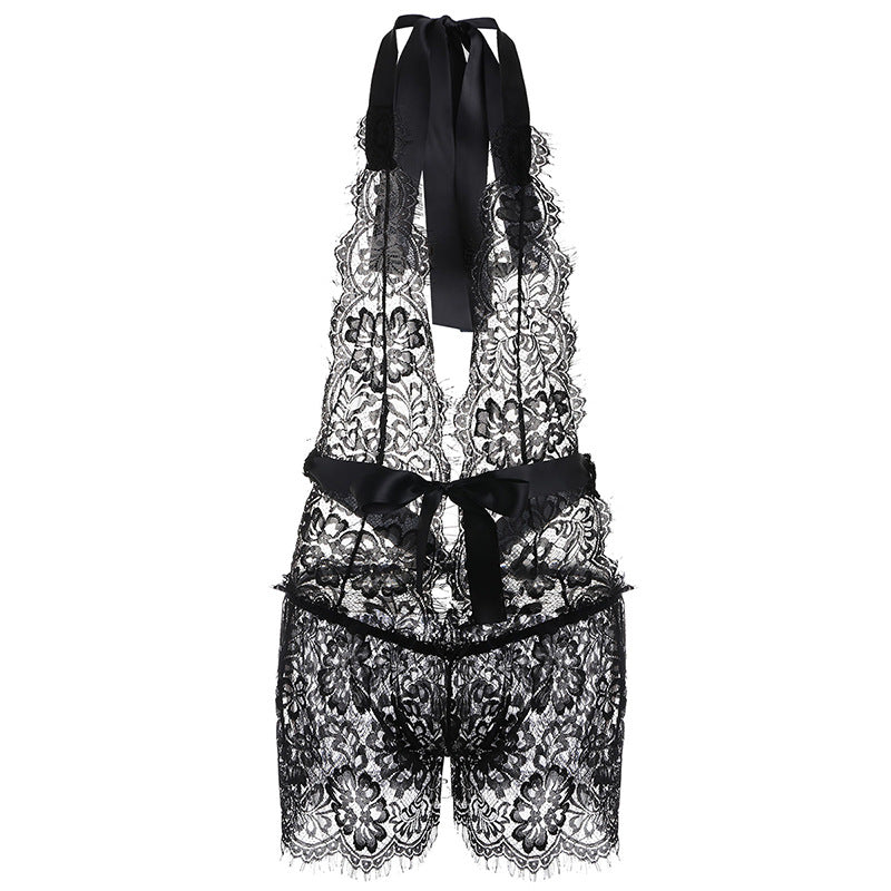 Sexy Mini See Through Lace Romper Lingerie Set