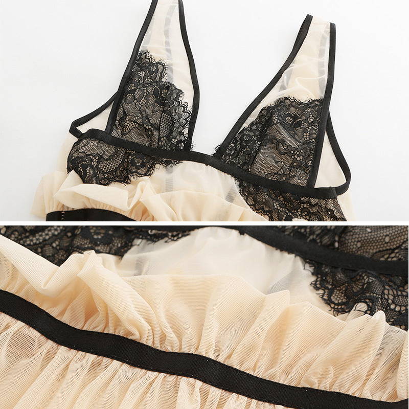 Seductive Cupless See Through All Over Lingerie Set