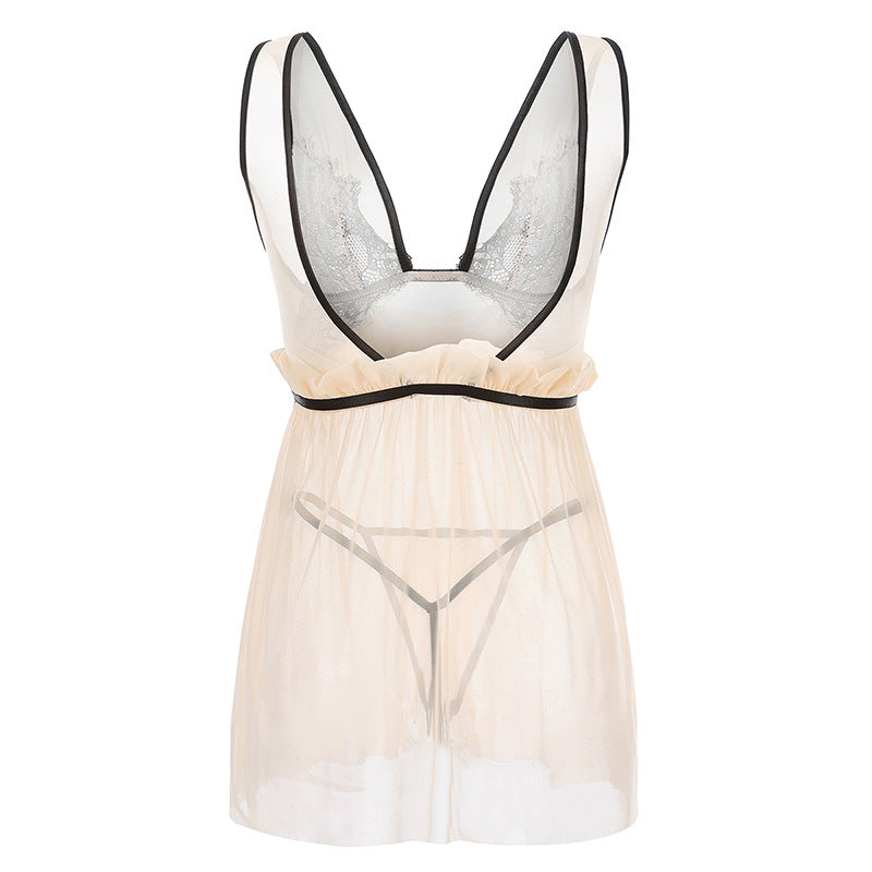Seductive Cupless See Through All Over Lingerie Set