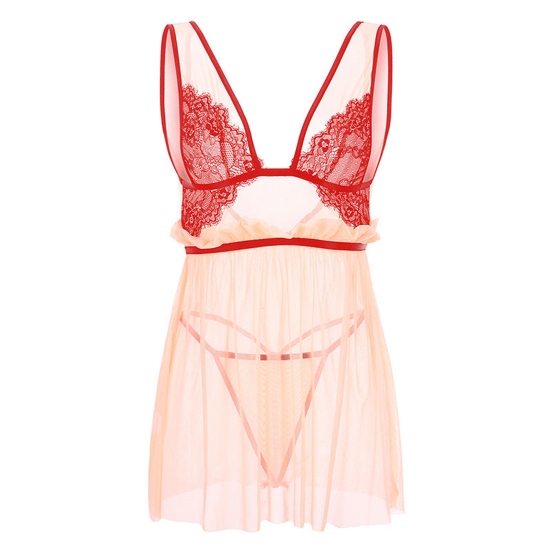 Seductive Cupless See Through All Over Lingerie Set