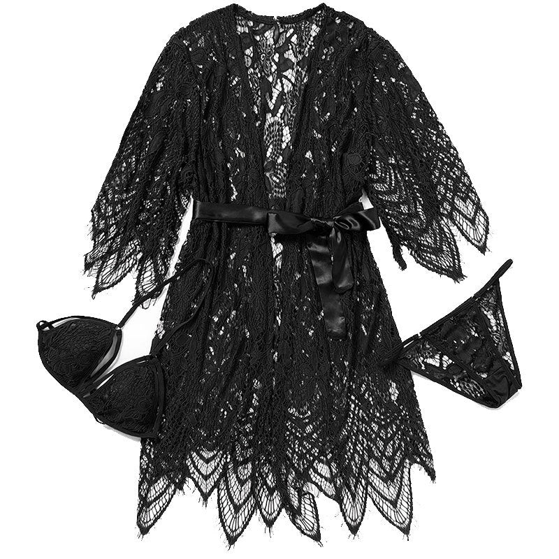 Sultry Robe Lace All Over Lingerie Set