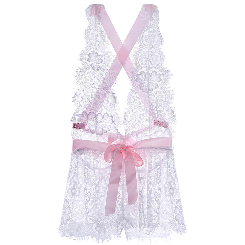 Sexy Mini See Through Lace Romper Lingerie Set