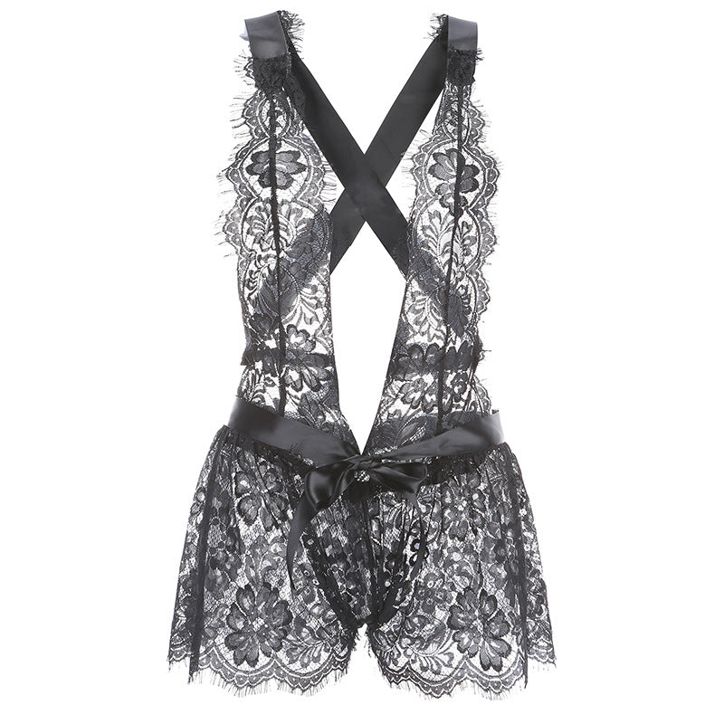 Sexy Mini See Through Lace Romper Lingerie Set