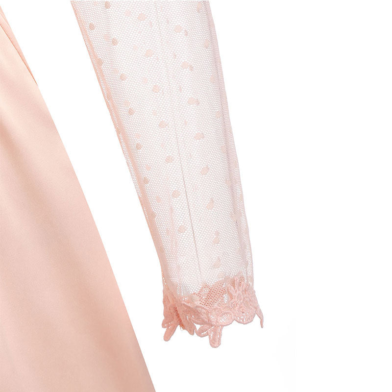 Plunge Polka Dot Silky Lace Robe