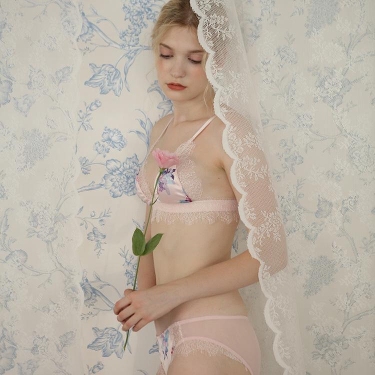Good Night Flower Dot Sheer Rose Pink Angel Cute Sweetie Baby Bralette Set