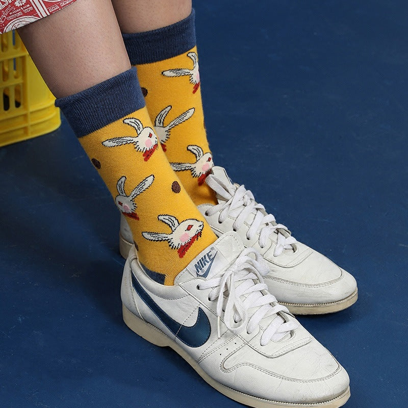 Tierische Cartoon-Pfirsich-Kawaii-japanische Pastell-Grafiksocken