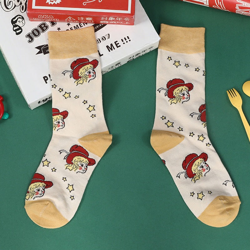 Tierische Cartoon-Pfirsich-Kawaii-japanische Pastell-Grafiksocken