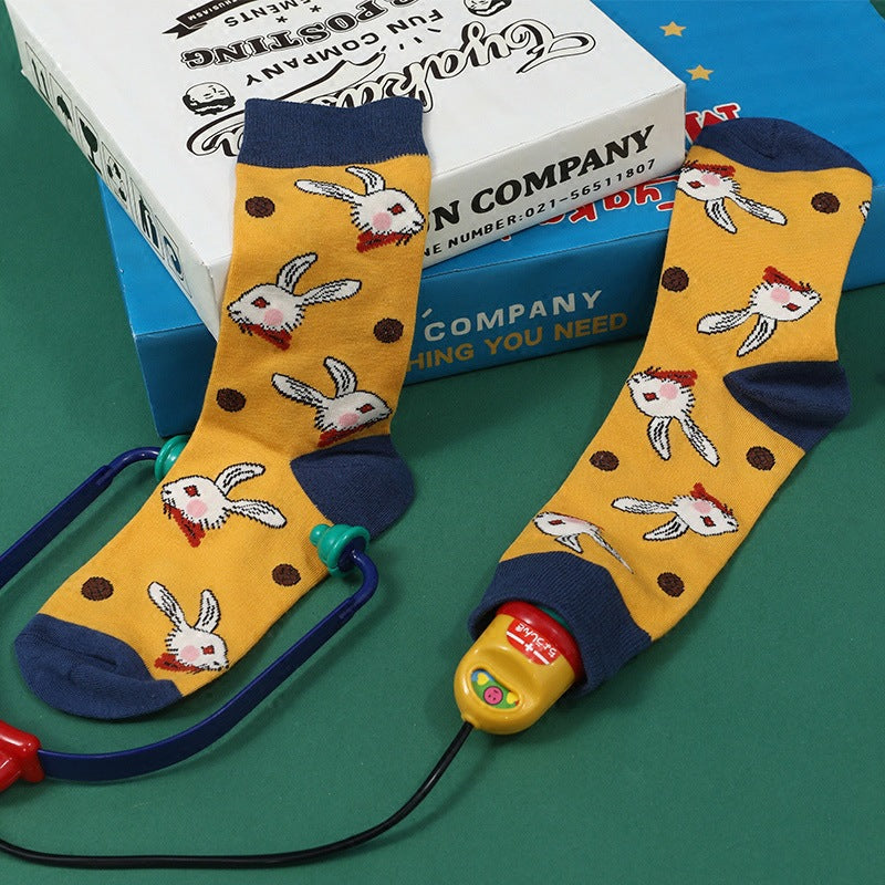 Tierische Cartoon-Pfirsich-Kawaii-japanische Pastell-Grafiksocken