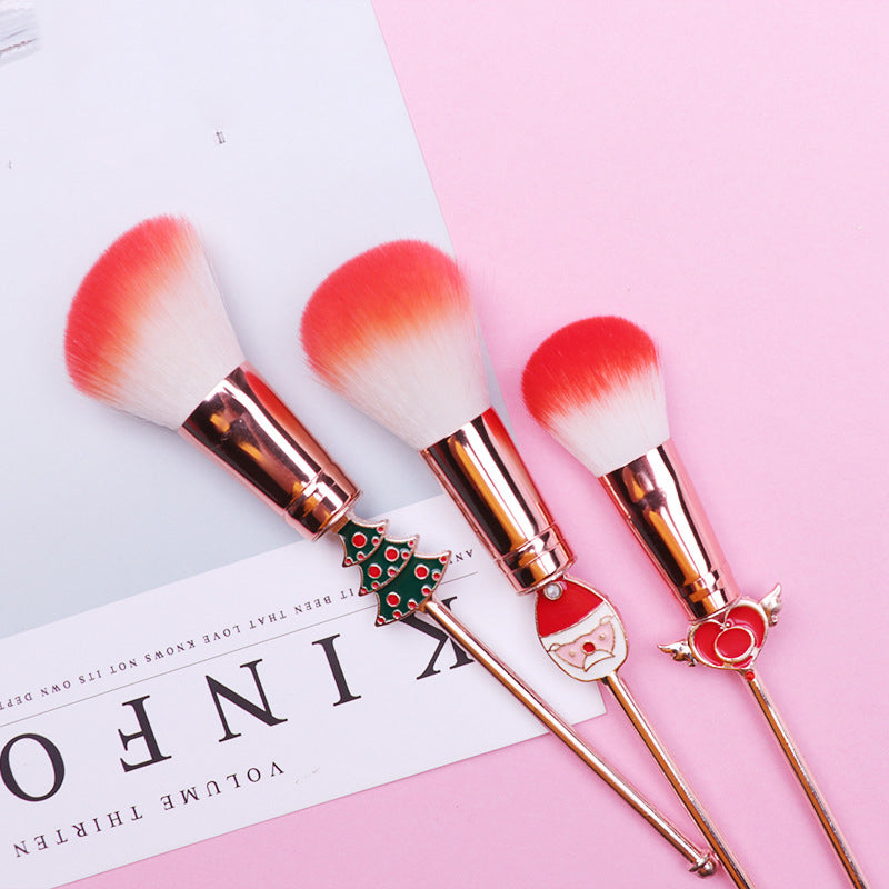 Christmas Deer Kawaii Pink Pastel Make Up Brush Set