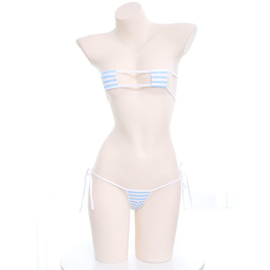 Sexy kawaii Lingerie Anime Wave Micro Shimapan Bows Bikini Set
