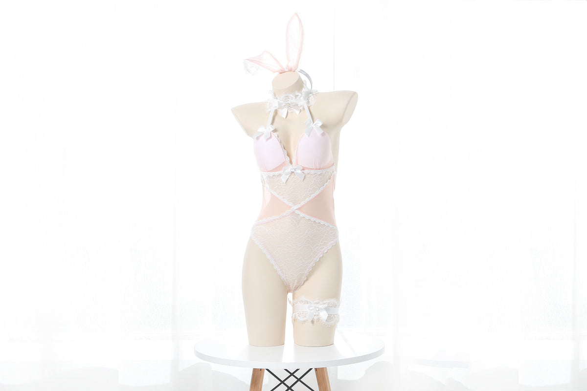 Pink Bunny Girl Cosplay Pet Play
