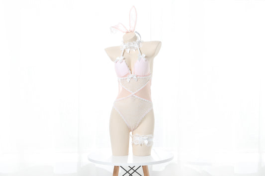 Pink Bunny Girl Cosplay Pet Play