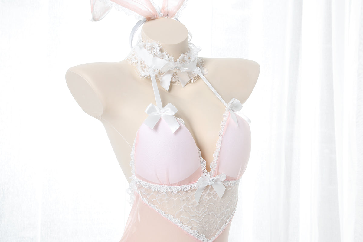 Pink Bunny Girl Cosplay Pet Play