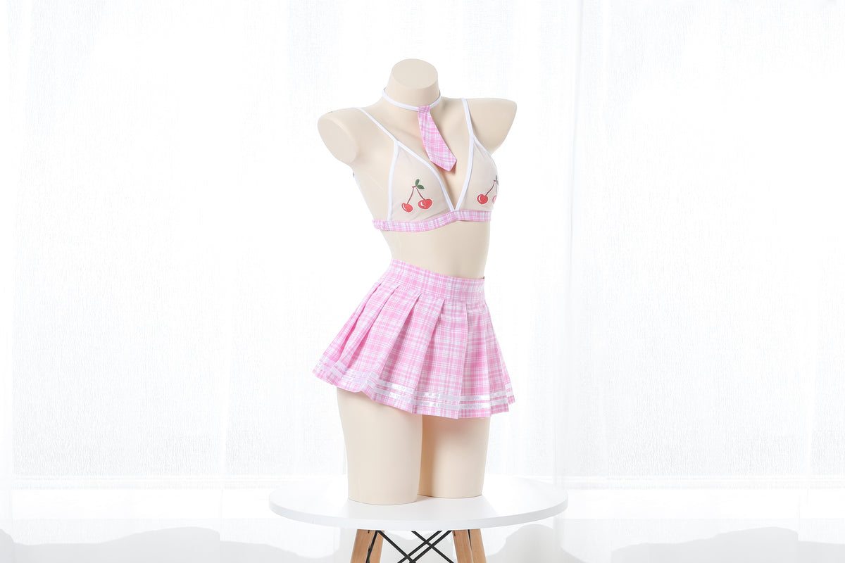 Sexy Anime School Girl Cherry Skirt Set