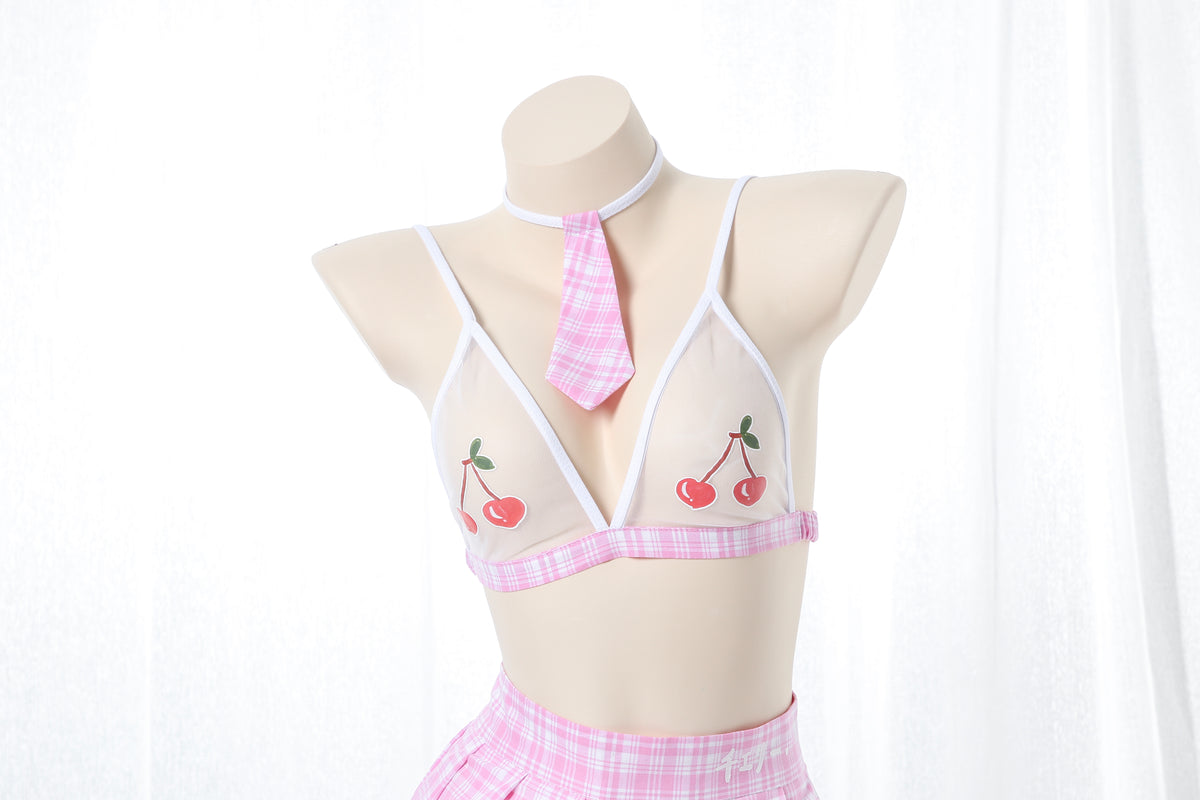 Sexy Anime School Girl Cherry Skirt Set