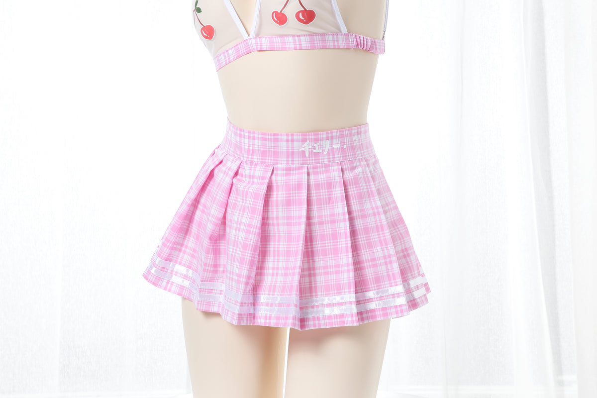 Sexy Anime School Girl Cherry Skirt Set