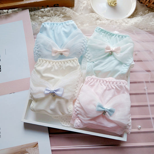 4pcs-Kawaii Cheekie Pastel Sweet White Kiss Me Panty