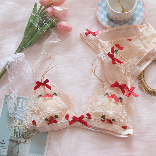 Sweet Sheer Pastel Lover Cute Flower Baby Bralette Set