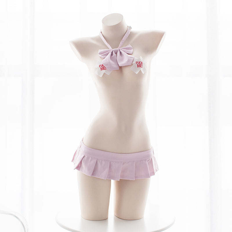 Pink Sexy Anime Sailor Bow Japanese School Girl Kawaii Outfit Lingerie