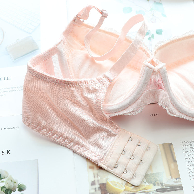 Tumblr Aesthetic Japanese Lace Girly Dot Flower Sweetie Heart Bra Set