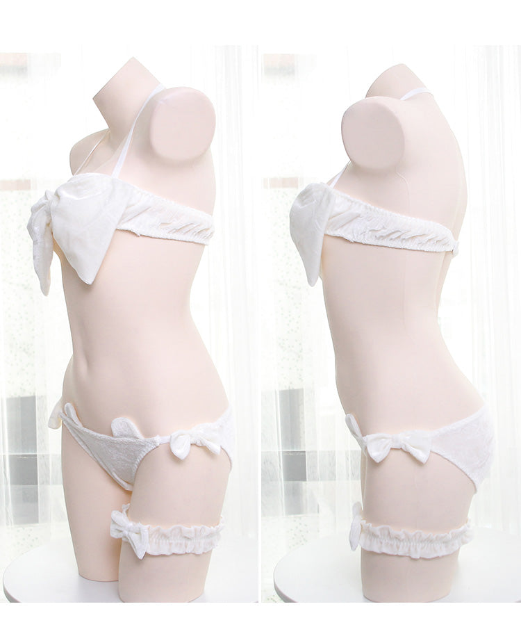 Sensual  Girl Bowknot-White