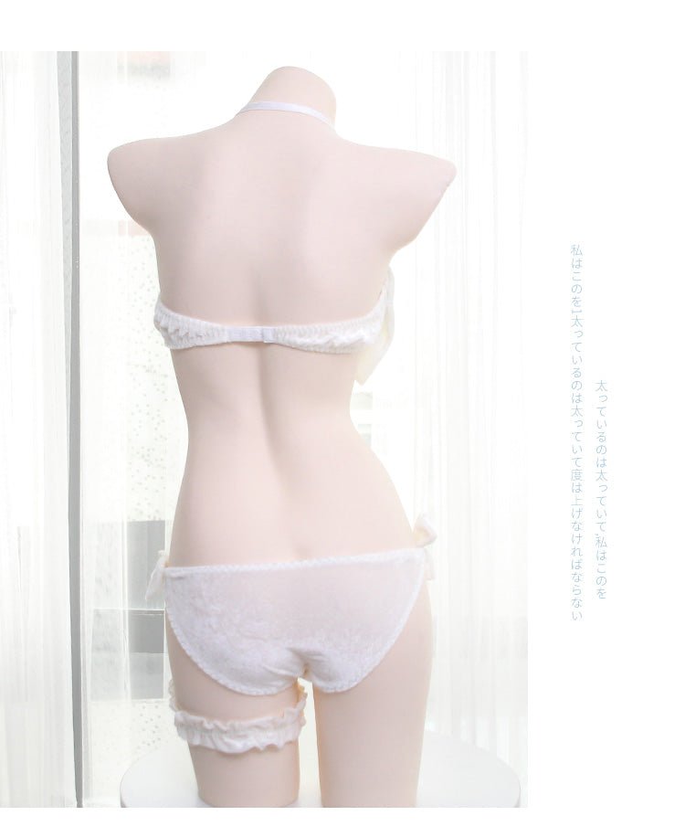 Sensual  Girl Bowknot-White