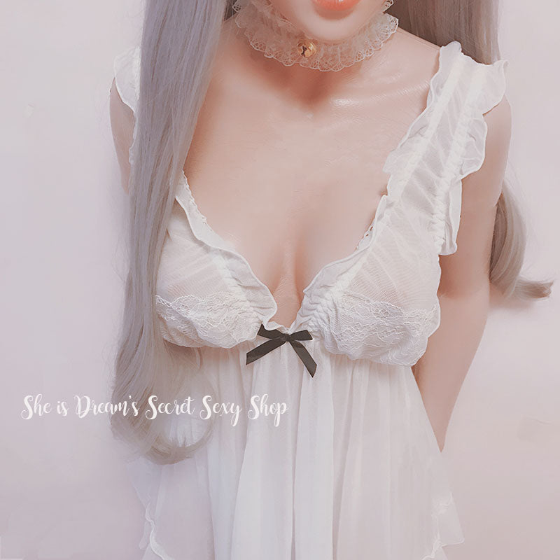 Fresh Sexy Sheer See Through White Lingerie Set