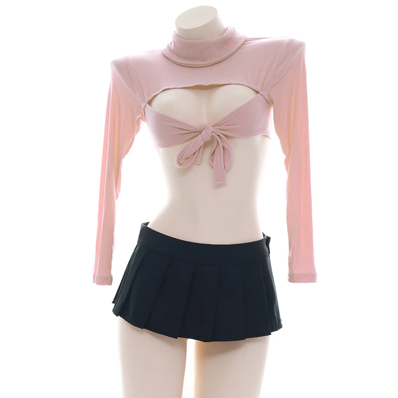 Japanese Anime School Girl-Pink Bowknot