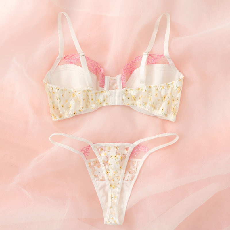 Sexy Flower Bra Set -V String Set